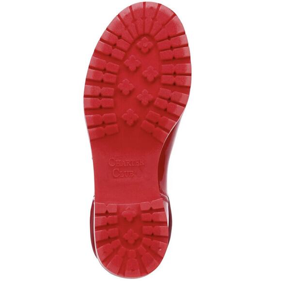 Charter Club Women's Red Patent Trudyy Round Toe Block Heel Rain Boots Size 6 - Picture 5 of 5